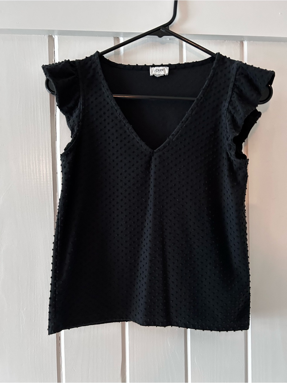 J. Crew | Black Swiss Dot V-Neck - Picture 2 of 3